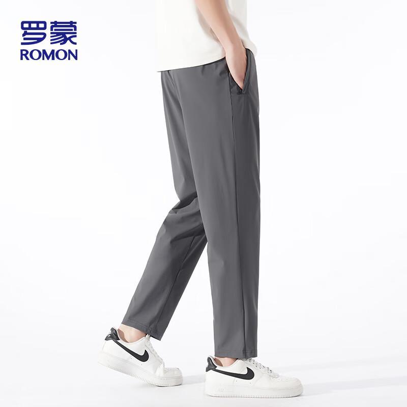 ROMON Men's Summer Thin Ice Silk Straight-Leg Casual Pants
