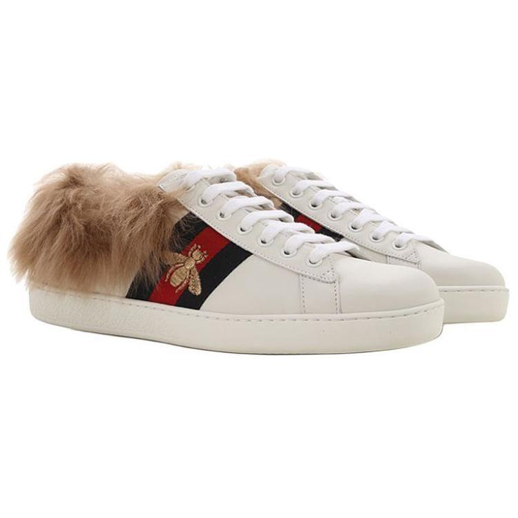Gucci Wmns Ace Wool Embroidered 'Bee' 496093 0FI50 9096