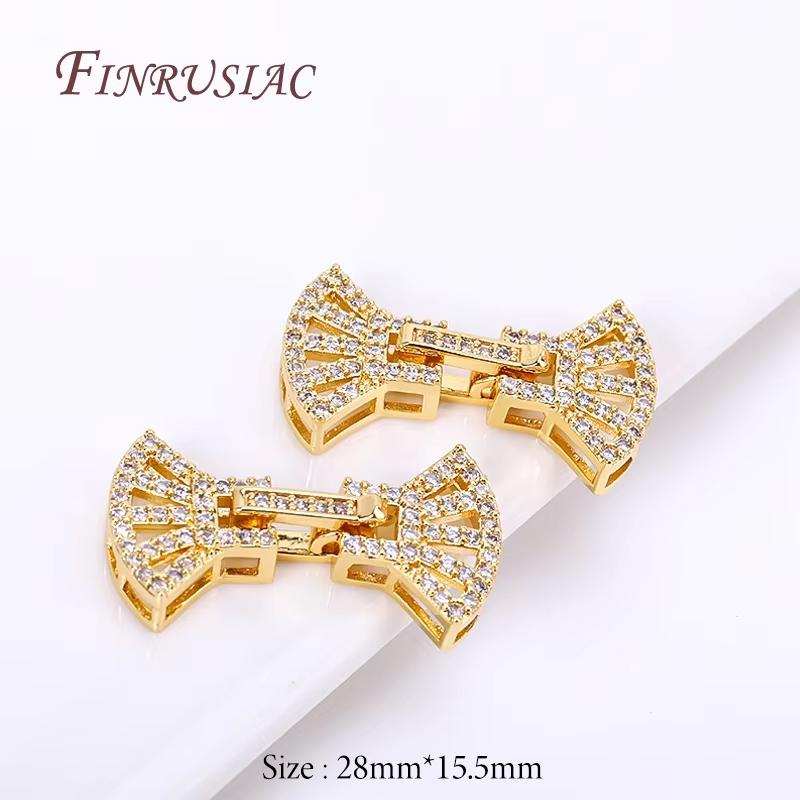 18K Gold Plated Brass with Zircon Clasps For Jewelry Connectors For Bracelets Accessories,High Quality Jewelry Finding