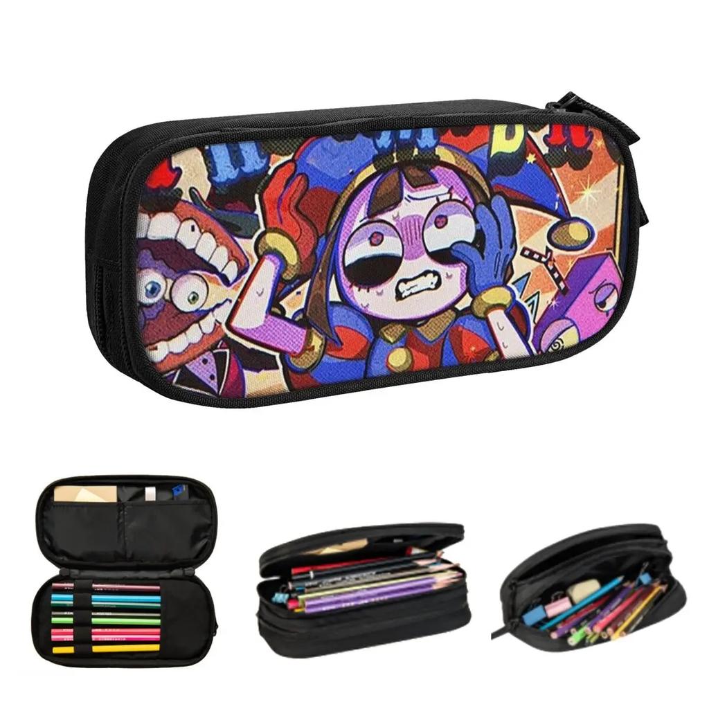 Cute Pomni - The Amazing Digital Circus Girls Y2k Basic Pencil Cases for Pen Box Pencil Bag Big Capacity Pencil Pouch Storage