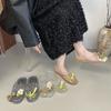 Fashion Versatile Casual Exquisite Flower Sequined Crystal Shoes Women's 2025 Summer New Outer Wear Jelly Shoes Cool Slippers