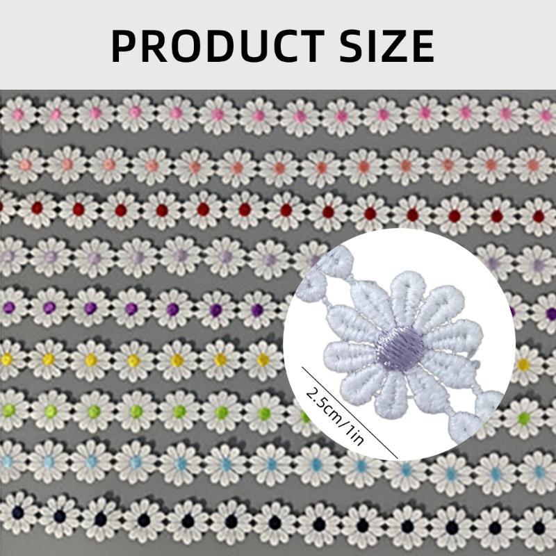 652F Flower Lace Ribbon 1 Yard 25mm Wide Embroidered Lace Trim Sewing Ribbon for Wedding Dress Clothing Embellishment