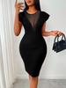 Elegant Slim Fit Solid Color Crew Neck Dress for Women Summer High-End
