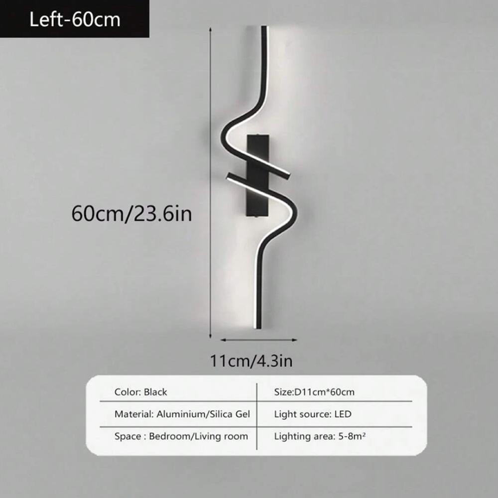 

Светодиодный настенный светильник Черный 60/80/100см Настенный светильник Внутреннее украшение Для отеля Спальни Коридора Гостиной Дивана Фоновый декор Лампа Warm White
