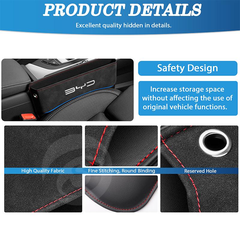 Universal Suede Seat Side Storage Pocket for BYD Atto 3 Han EV Dolphin Song PRO Max Tang DM Yuan Dolphin E2 Qin PLUS Accessories