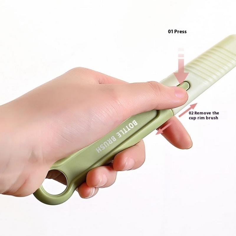 6-in-1 Silikonflaschenbürsten-Set Reise-Abtropfgestell Reinigungsstrohhalm Multifunktion Langer Griff Babyflaschenbürste