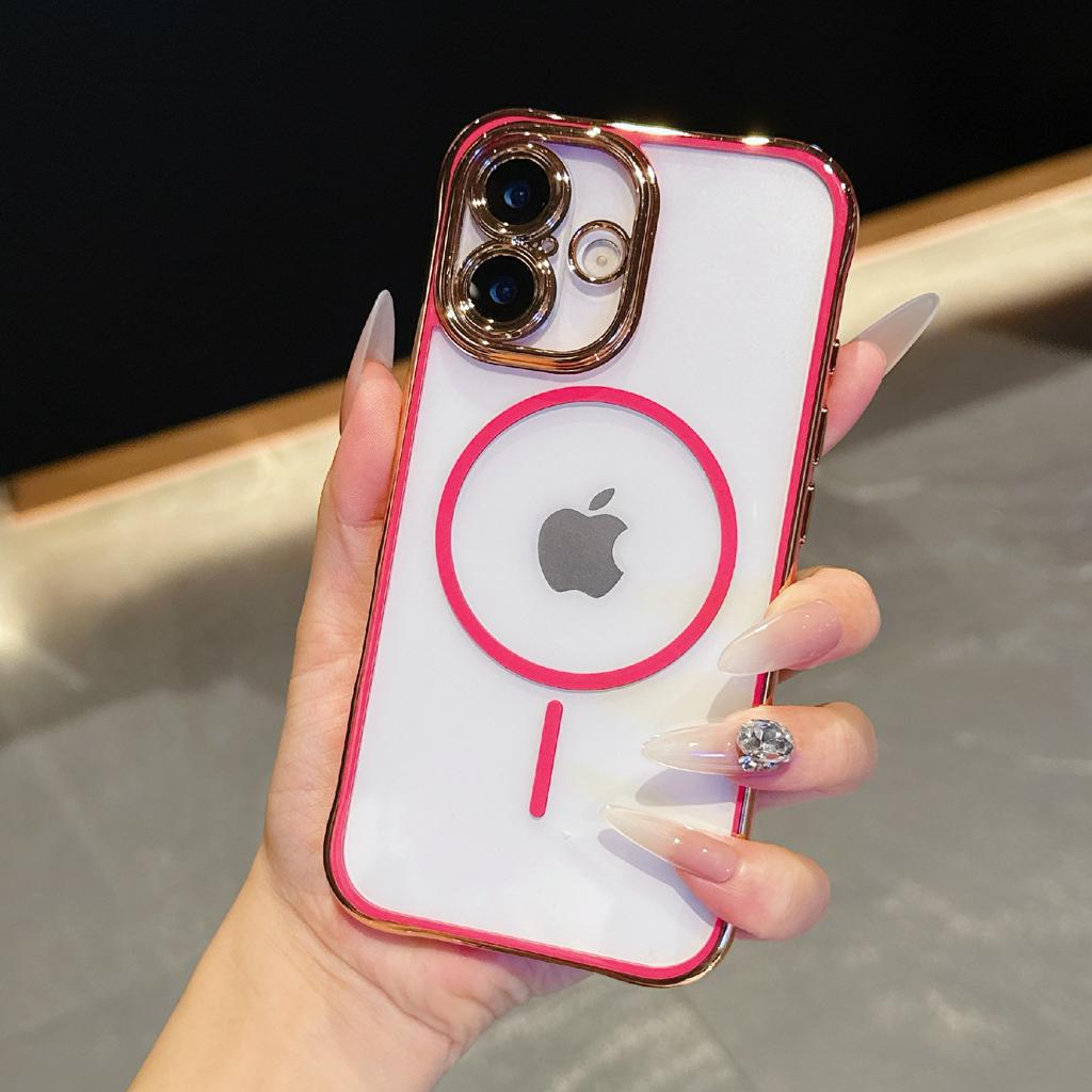 For iPhone 16 Magnetic Case TPU Acrylic Phone Cover with Detachable Lens Frame