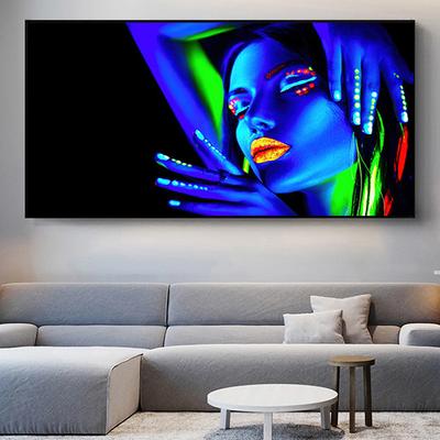 Classic Blue Posters with Print On Canvas, Neon Lights, Colored Painting On the Wall, Nettini Feature Film, Hd Poster,