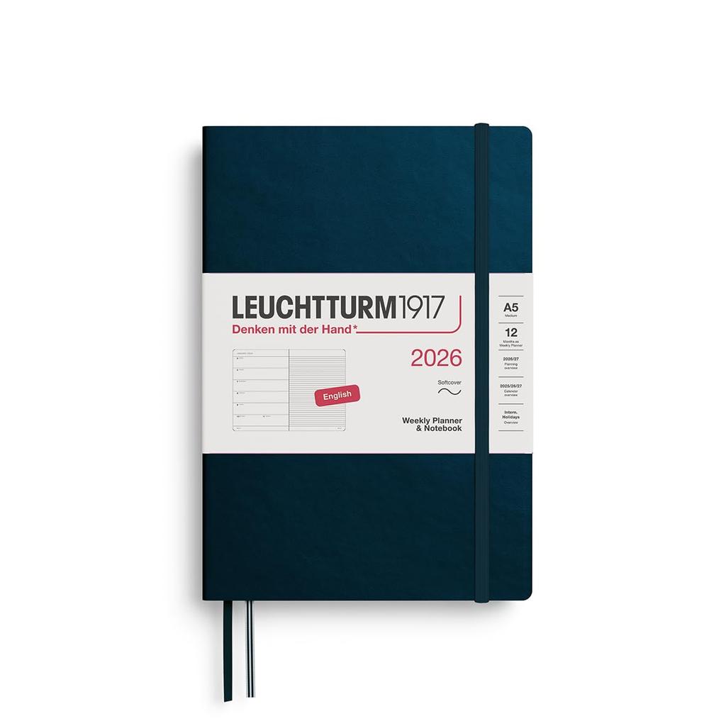 Leuchtturm 2026 Planner, January Start, A5 Weekly Soft Deep Sea, 372680, Official Import
