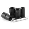 5 Piece Damaged Nut Removal Set, 1Celsius2 Inch Spiral Socket and Straight Bar for Removing Stuck Nuts with Plastic Box