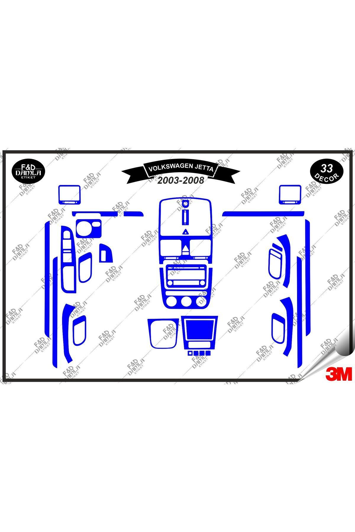 

Volkswagen Jetta 2003-2008 Torpido Konsol Trim Göğüs Maun Kaplama Set 33 Parça Mavi