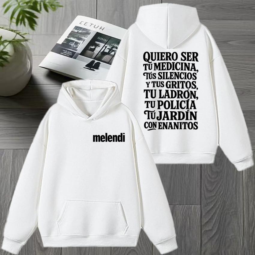 Melendi Jardín Con Enanitos Double Sided Printed Winter Hoodie Vintage Streetwear Women Casual Sweatshirt
