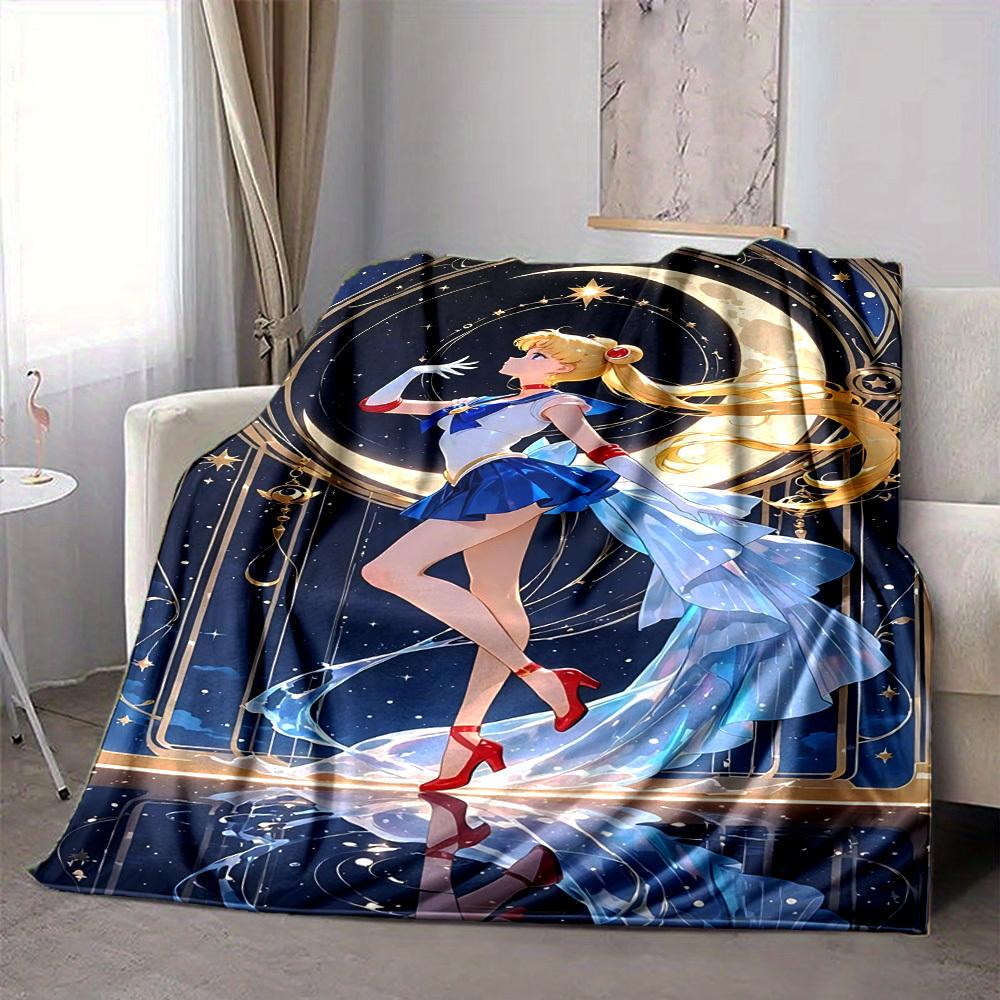 1 szt. Koc flanelowy Sailor Moon [Przytulny koc narzutowy] Na sofę, łóżko, podróż, kemping, salon, biuro, kanapę, krzesło i łóżko