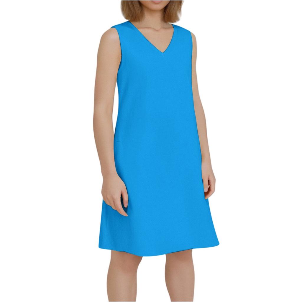 Dámské šaty Jednobarevné Vintage V-výstřih Bavlněné Bez rukávů Vesta Šaty