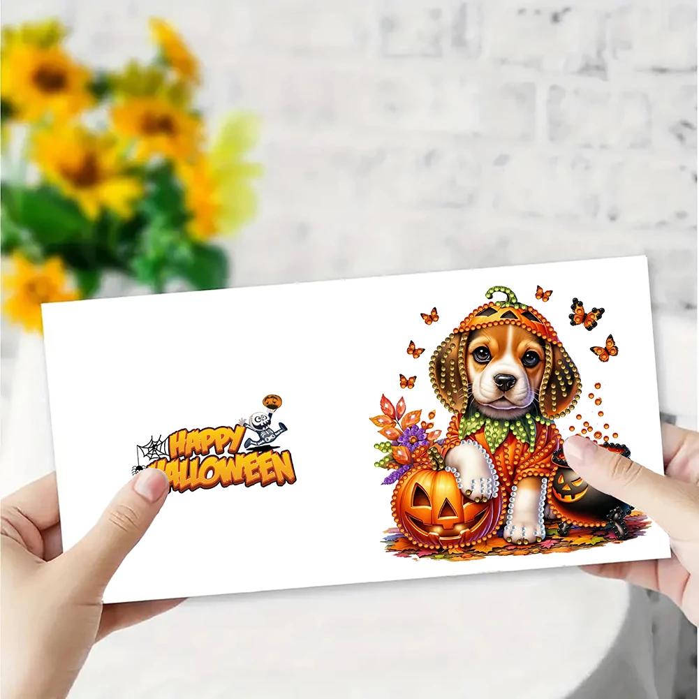 10PCS / 6PCS DIY Diamond Painting Greeting Card Set Rhinestone Diamond Art Mosaic Postcards Kit For Halloween and Holidays Theme