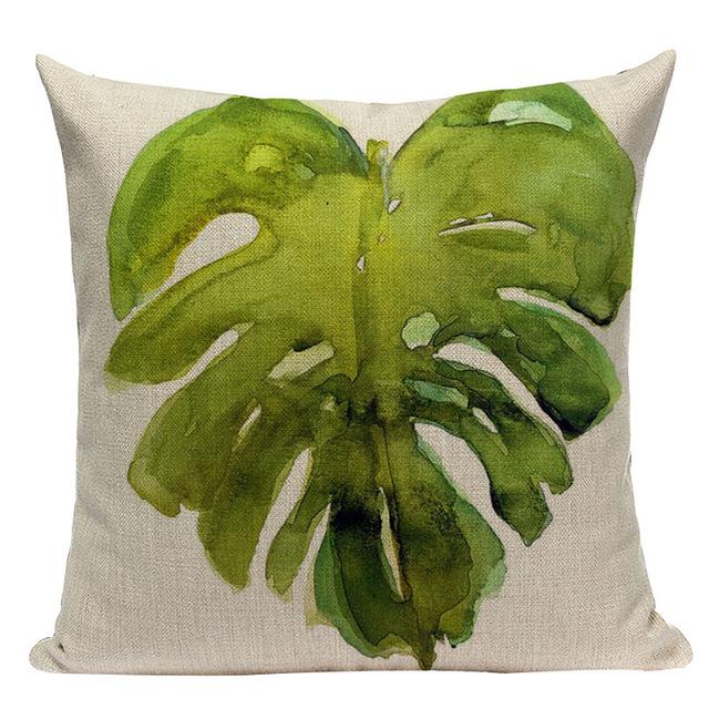 Tropical Plants Palm Tree Printed Decorative Throw Pillow Cushion Cover Case Green Leaf Leaves Cushion Case For Sofa Home
