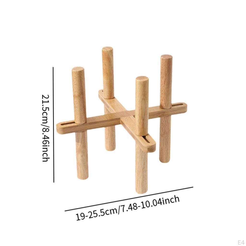 Adjustable Plant Stand Flower Pot Holder Minimalist Display Rack Wooden for Balcony