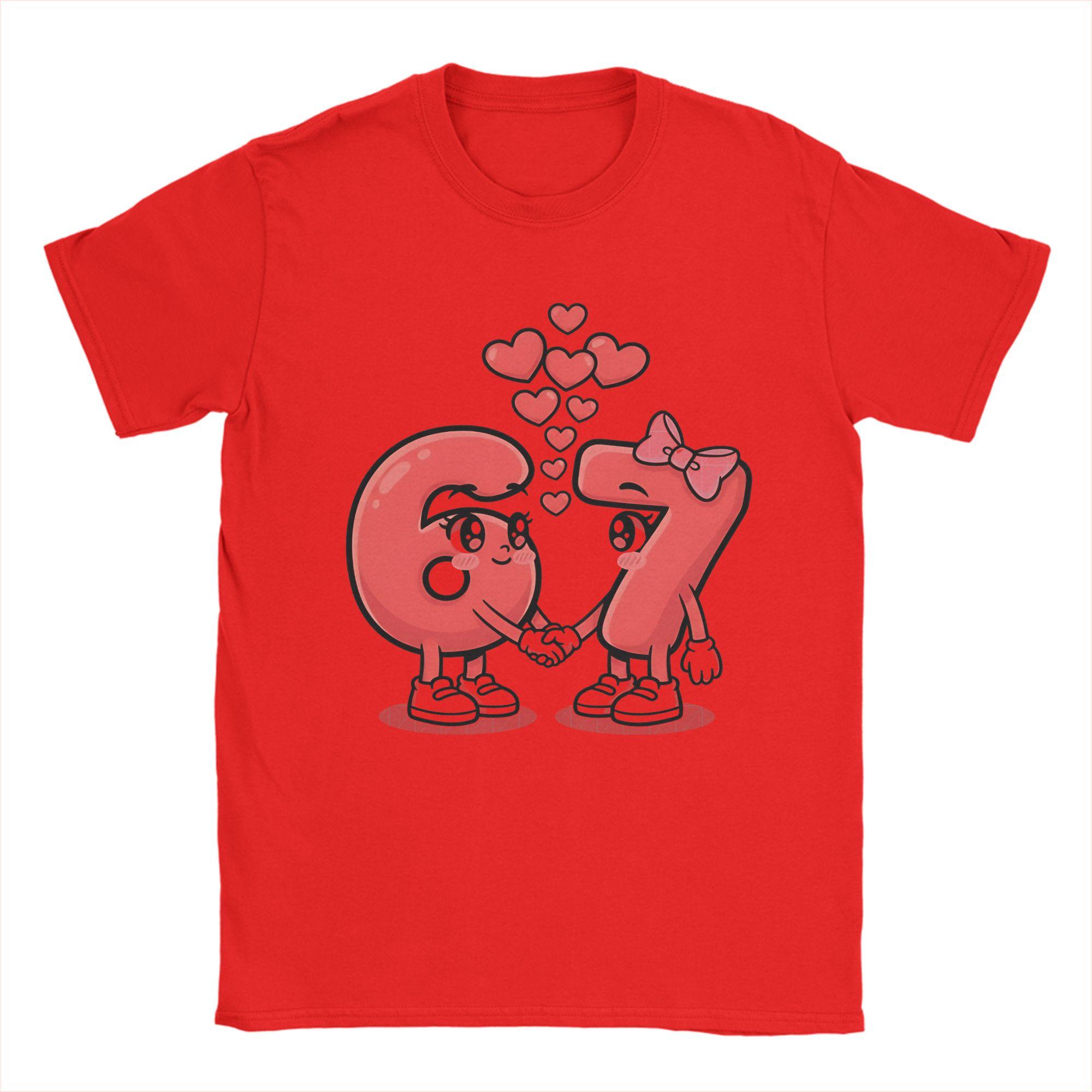 

Sweet Six Seven Valentine Men T Shirts Fun Tee Shirt Short Sleeve Crew Neck TShirt Pure Cotton 4XL 5XL 6XL Clothes S