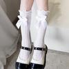 Girls Knee Length Socks With Lace Ruffled Bowknot Embellishments Breathable Nylon Blend Daily Comfort Wear Stockings