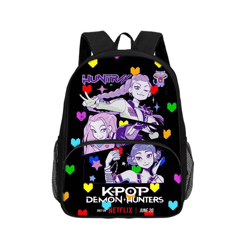 

Дитячий рюкзак KPop DemonHunters з передньою кишенею, рюкзак 16 дюймів з накладною кишенею 16 inch sticker bag