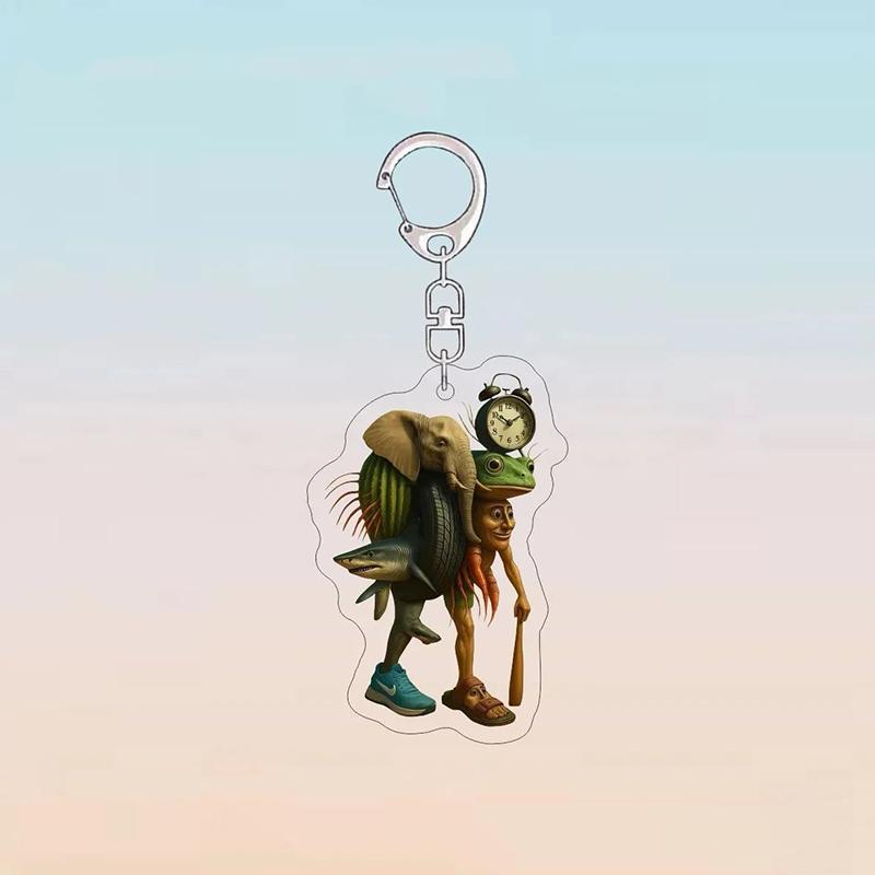 Playful Italian Brainrot Animals Keychains Acrylic Shark Keychain Meme Keyrings Fans Friends Gifts Phone Charms Backpack Pendants