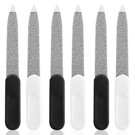 8Pcs Double-sided Metal Nail File with Ergonomic Non-slip Handle Professional Men Women Stainless Steel Gel Acrylic Fingernail File Emery Board