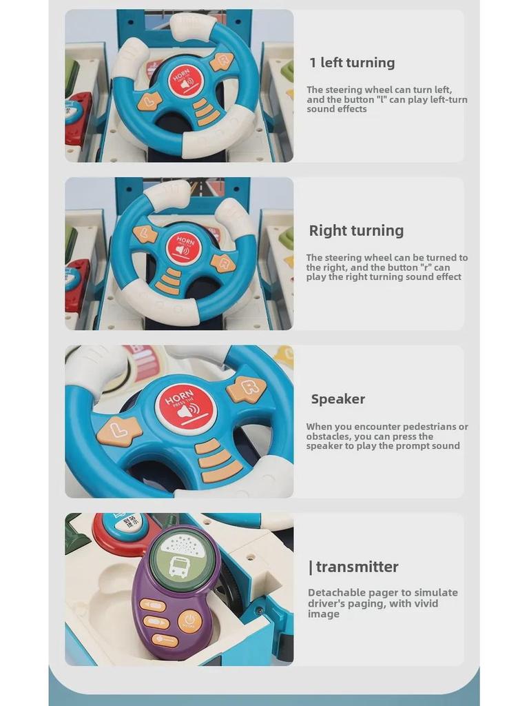 Baolexing 5811 Children's Educational Steering Wheel Toy - Transformable Bus Design for Boys