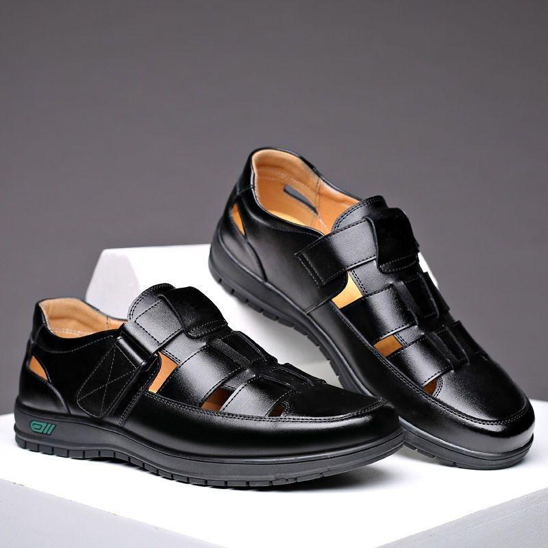 Genuine leather cowhide summer new hollow leather shoes men's casual hole shoes cool leather shoes