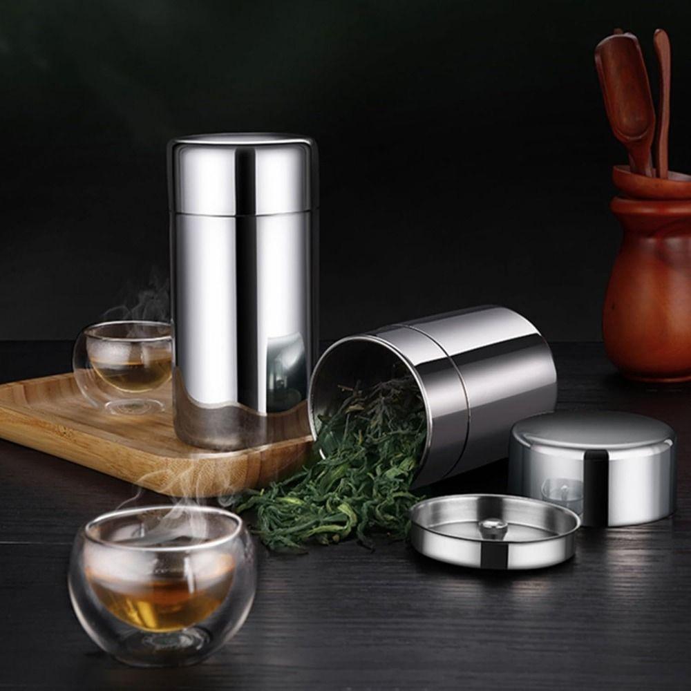 Airtight Seal Stainless Steel Tea Canister Stainless Steel Food Sealed Containers  Loose Tea