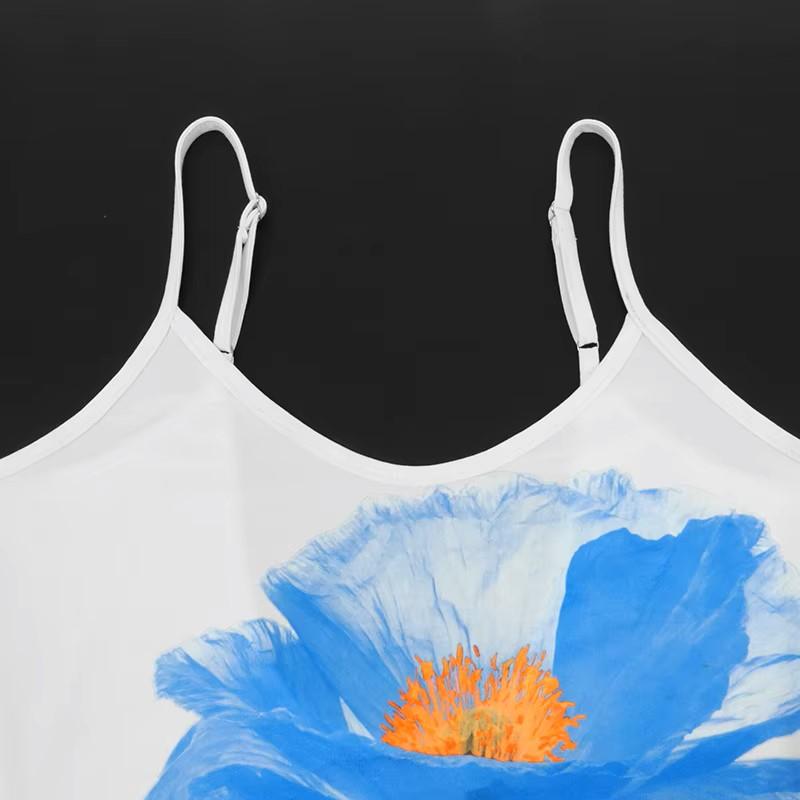 Sexy Mini Dress Women Summer Streetwear Print Sleeveless Spaghetti Strap Backless Casual Slim Elegant Pullover