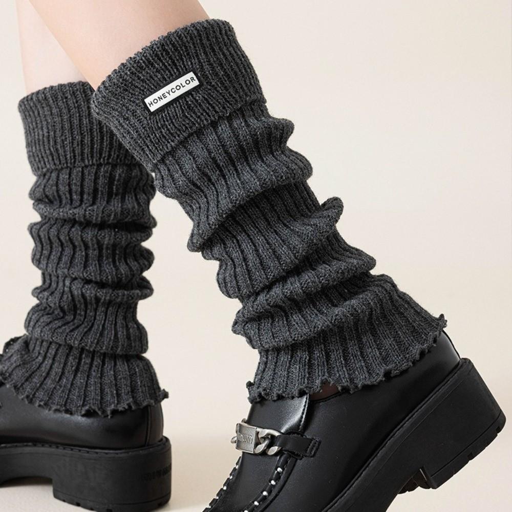 Chaussettes mi-mollet couleur unie Chaussettes tube moyen épaissies Nouveaux chauffe-jambes Automne et Hiver