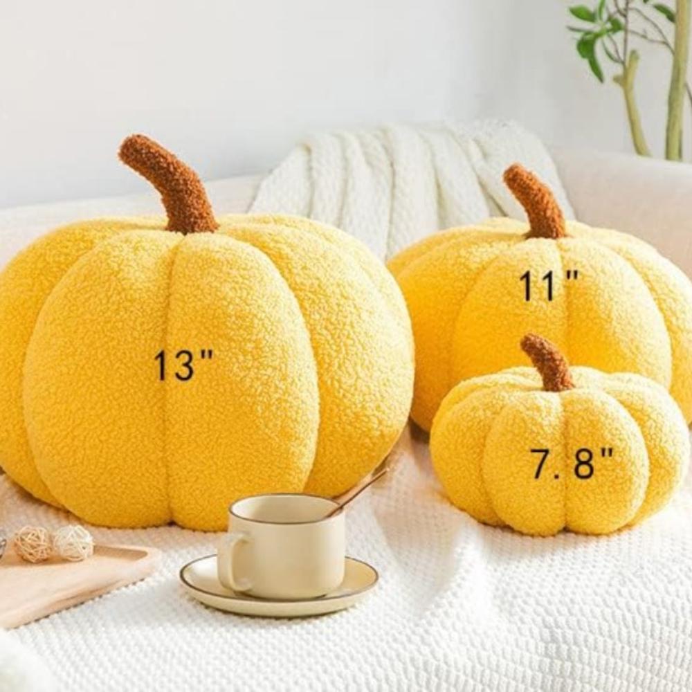 3D Simulated Pumpkin Pillow Plush Pillow Sofa Cushion (7.8inch, Olive)