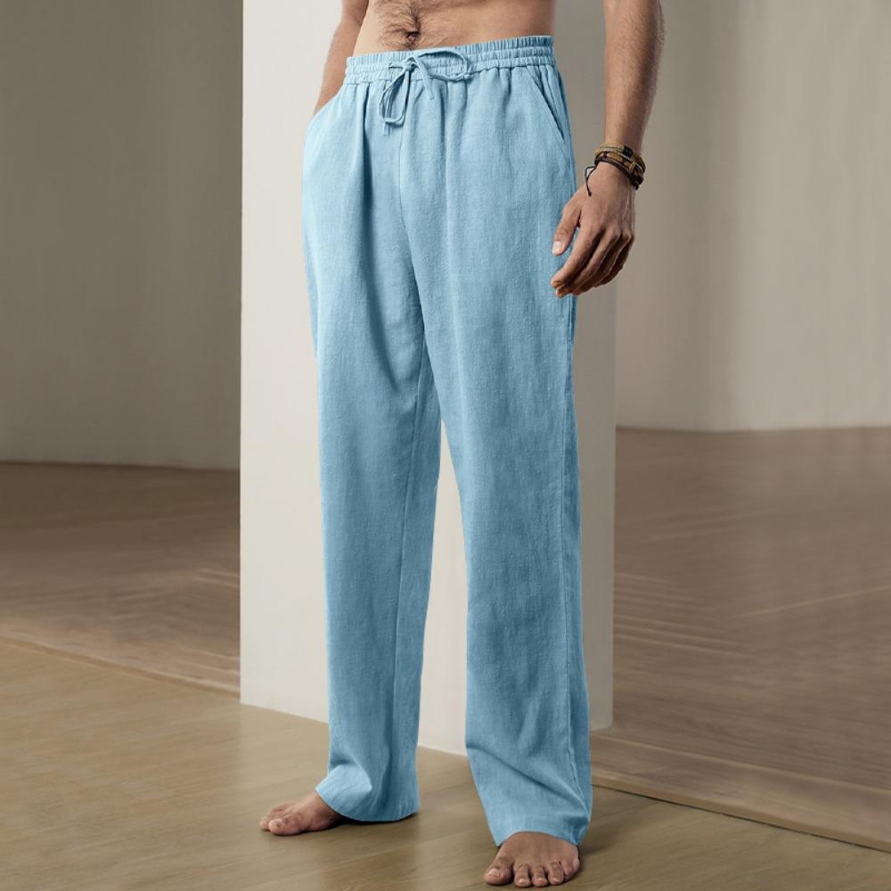 Summer Men's Hip-hop Linen Pants Lightweight Breathable Casual Jogging Pocket Loose Fit Street Wear Gym Travel Wear