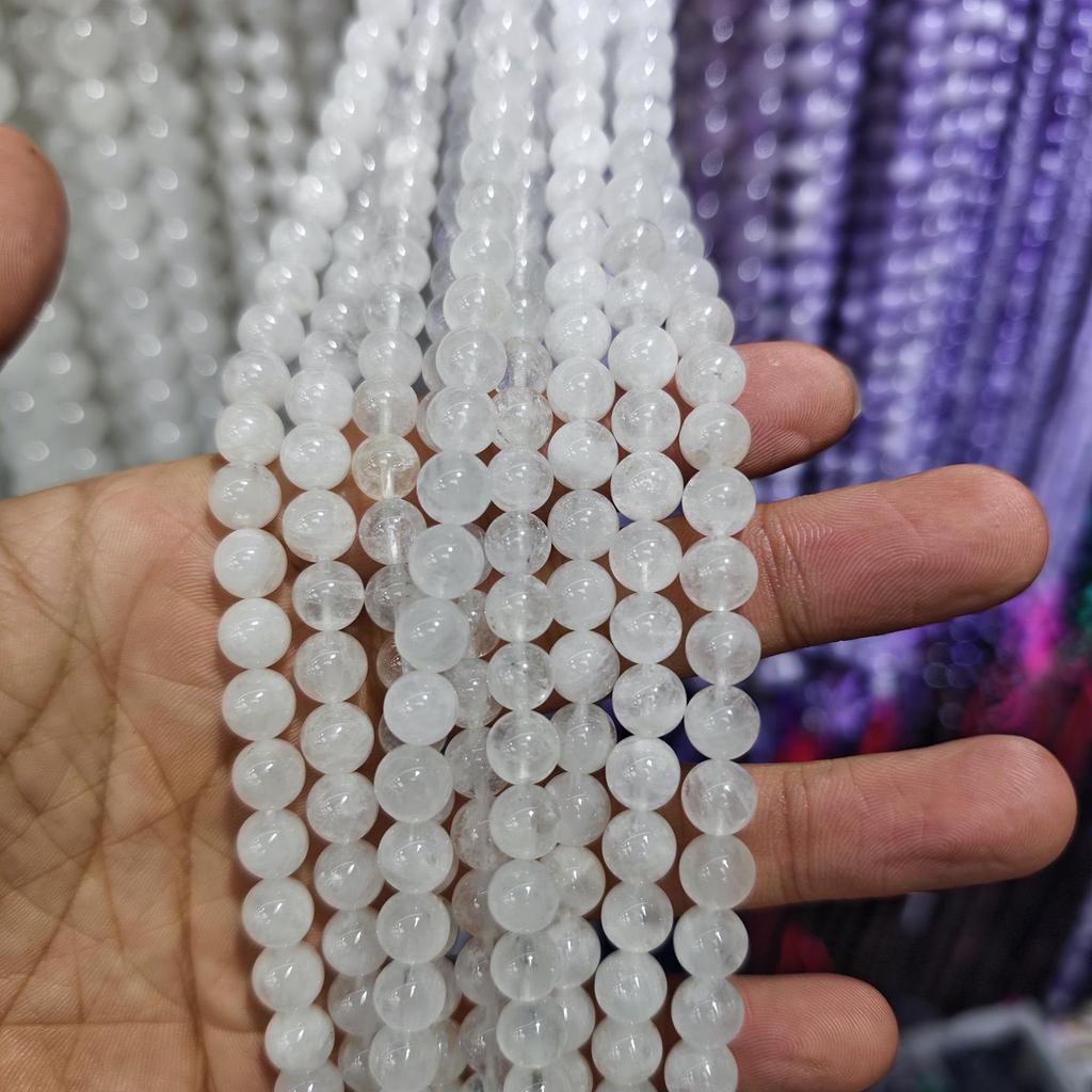 White Phantom Natural Crystal 8mm Round Loose Beads for DIY Accessories and Bracelet Making