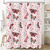 Vibrant Butterfly Pattern Shower Curtain For Bathroom Decor Pink Floral Design Fabric Waterproof Home Decoration