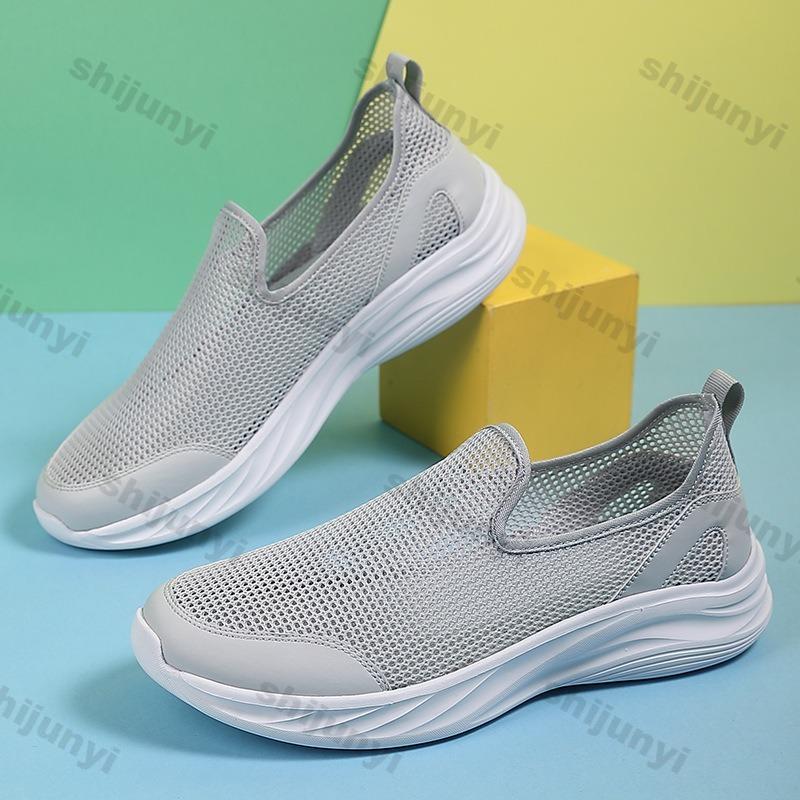 Large Size Men's Shoes 2026 Summer Hollow Breathable Mesh Non Slip Sneakers Lightweight Comfortable Fashion Slip On Casual Shoes