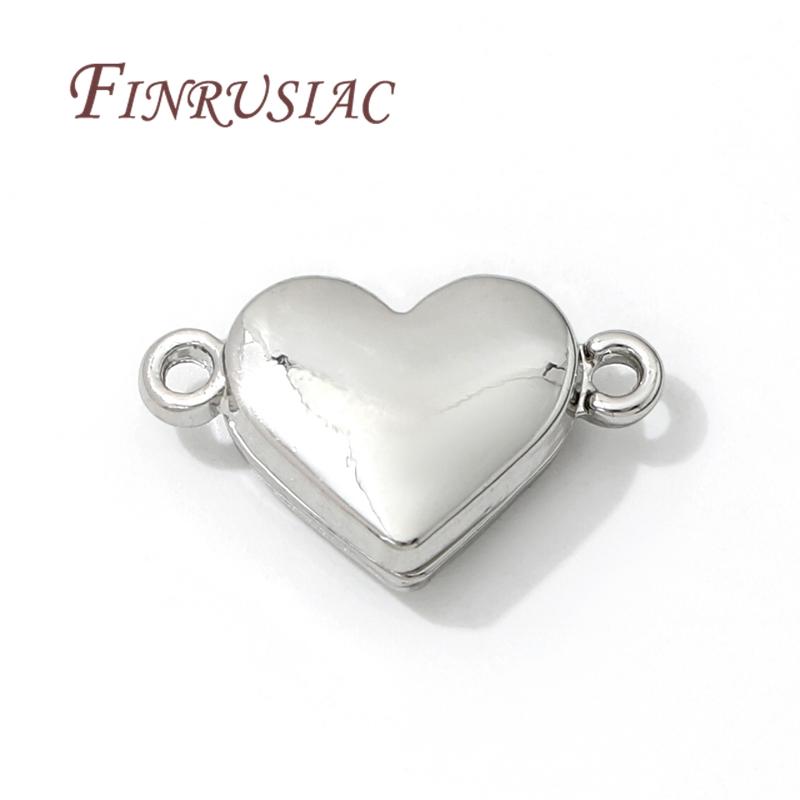 18K Gold/Rhodium Plated Magnetic Clasps For Jewelry Making,Heart Connectors For Bracelets Accessories DIY Necklace Findings