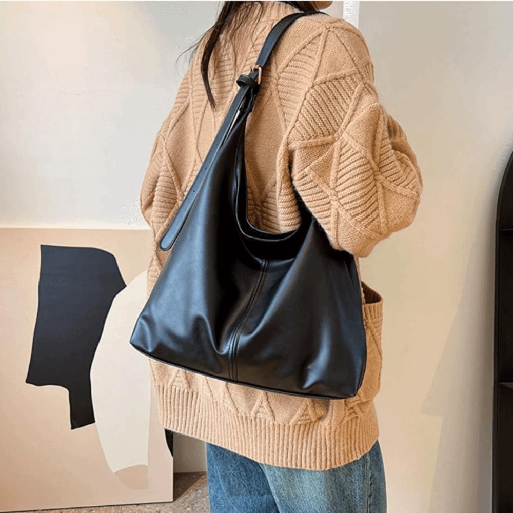 PU Vintage Tote Bag Large Capacity Commute Shopping Bag Portable Women's Shoulder Bag  Shopping