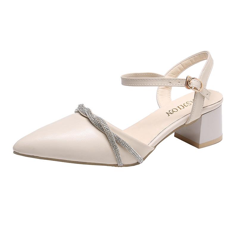 Sandals Girl Summer 2025 New French Buckle Fashion Fairy Evening Breeze Gentle Bag Head Thick Medium Heel High Heel Single Shoes