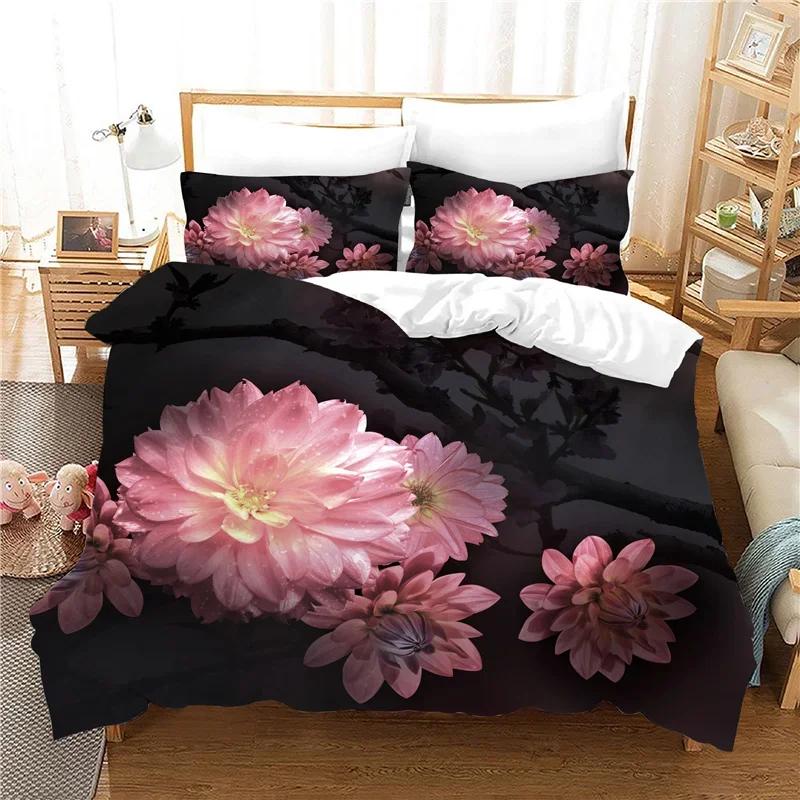 Print Bedroom Set Bedding Jacquard Bed Linens Hd Flowers Bed Cover Sets With Pillowcases 228X228 EuAu Us Size Duvet Cover Set