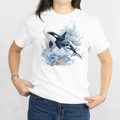 Tričko s orkou inspirované oceánem, Dárek pro milovníka ork, Grafické tričko s kosatkou z divokého oceánu