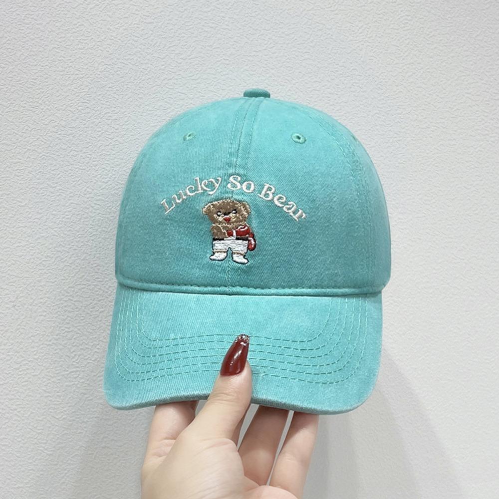 Adjustable Hip Hop Hats Cartoon Bear Embroideried Trucker Hat Fashion Sun Hat  Outdoor Sports