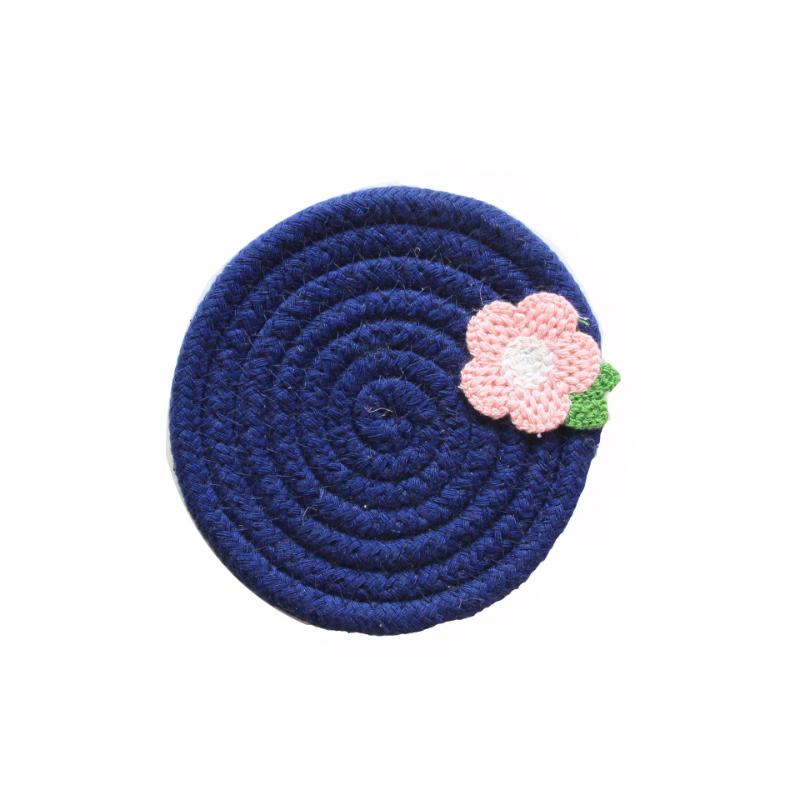 

Японская теплоизоляционная подкладка I Floret Cup Pad Подушка для еды Подушка из хлопчатобумажной нити, плетеная из хлопчатобумажной веревки Подушка для чаши Простая теплоизоляционная подушка 12cm темно-синий