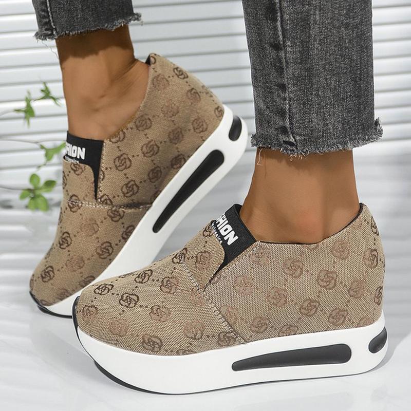 Fashion Classic Flower Embroidery Sneakers Women 2025 Non Slip Lightweight Walking Sports Shoes Woman Letter Print Platform Shoes Mujer