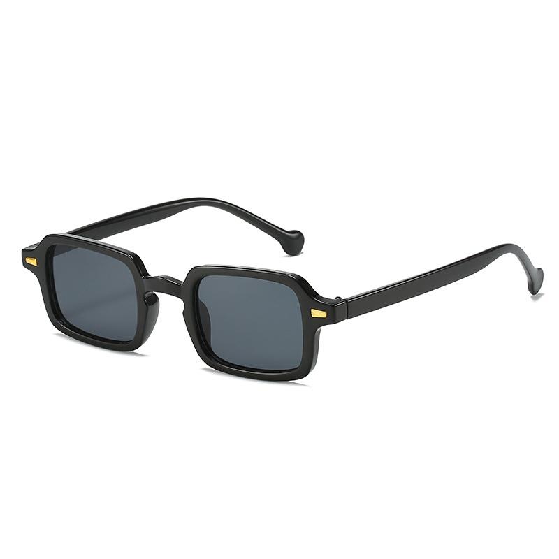SHAUNA Metallscharnier Retro Rechteckige Sonnenbrille Damen Nieten Brillen Gläser UV400 Trendig Herren Sonnenbrillen