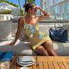 Elsa Western Style Spring/Summer New Women Clothes Elegant Sexy Hollow Flower Sloping Shoulder Lace-up Knitted Hip Skirt for Women