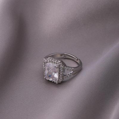 European and American High-End Adjustable Square Zircon Ring