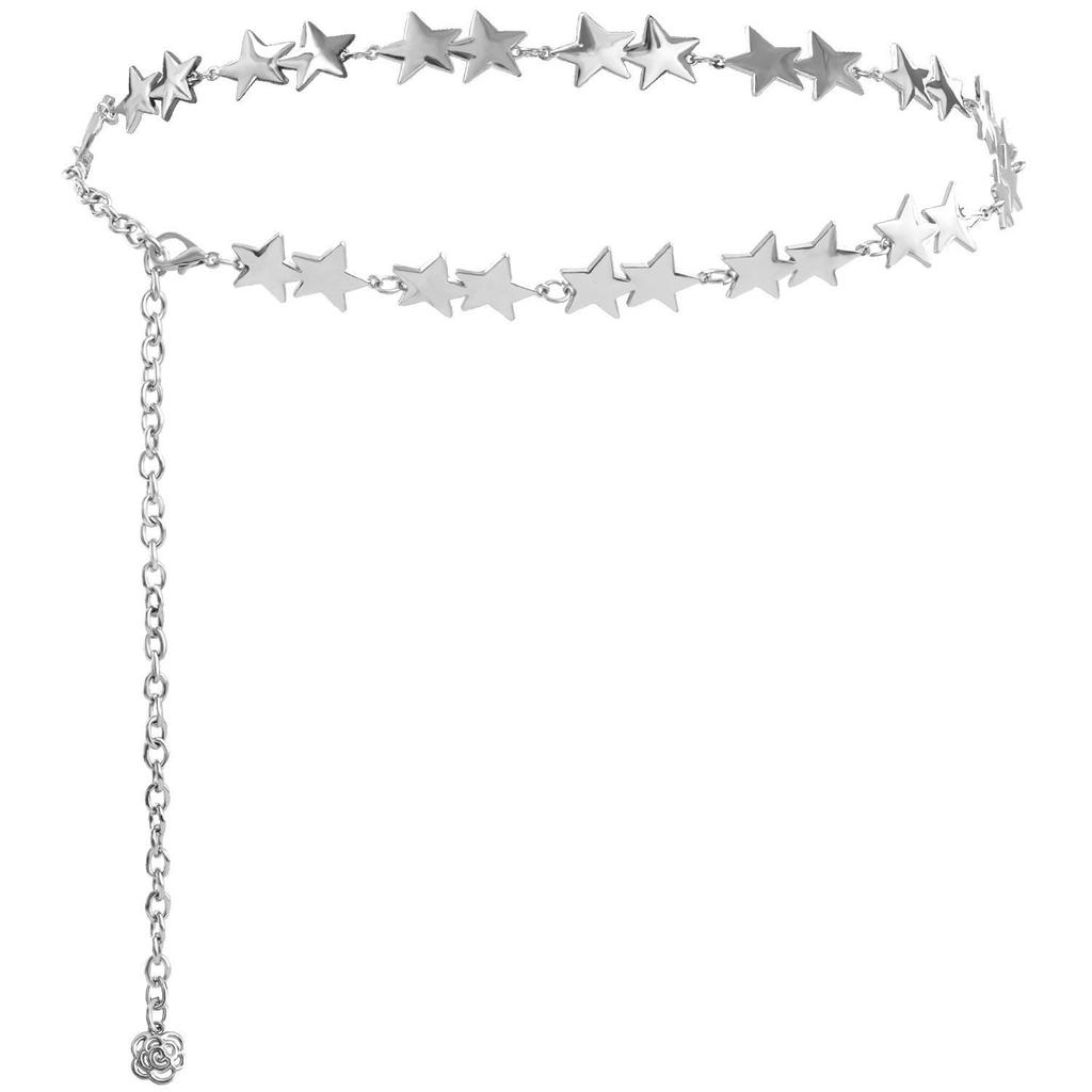 Retro Fünfzackiger Stern Taillenkette: Vielseitiges Rock-Accessoire für Damenmode