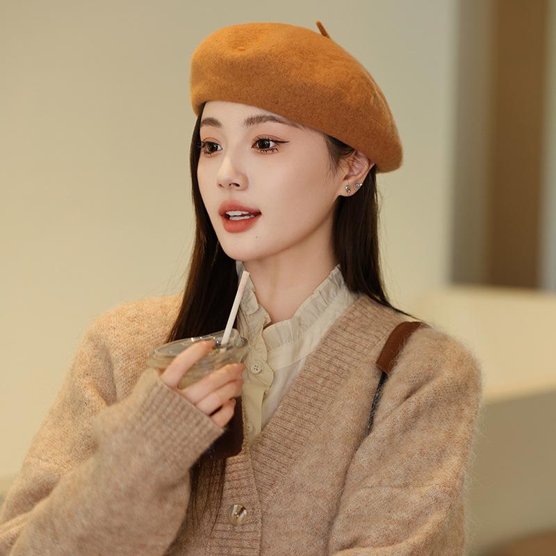 Versatile Korean Style Knit Beret for Women – Large, Warm, Gentle Autumn/Winter Hat