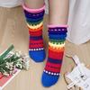 1 Pair of Trendy Winter Women's Colorful Striped Socks - Warm Over-the-Knee & Mid-Calf Dual-Wear Floor Socks Soft Comfortable